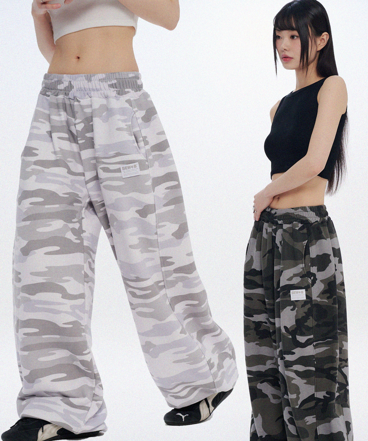 쏘비(SEW-B) 카모 볼디 벌룬 와이드 트레이닝 롱팬츠 2 Color