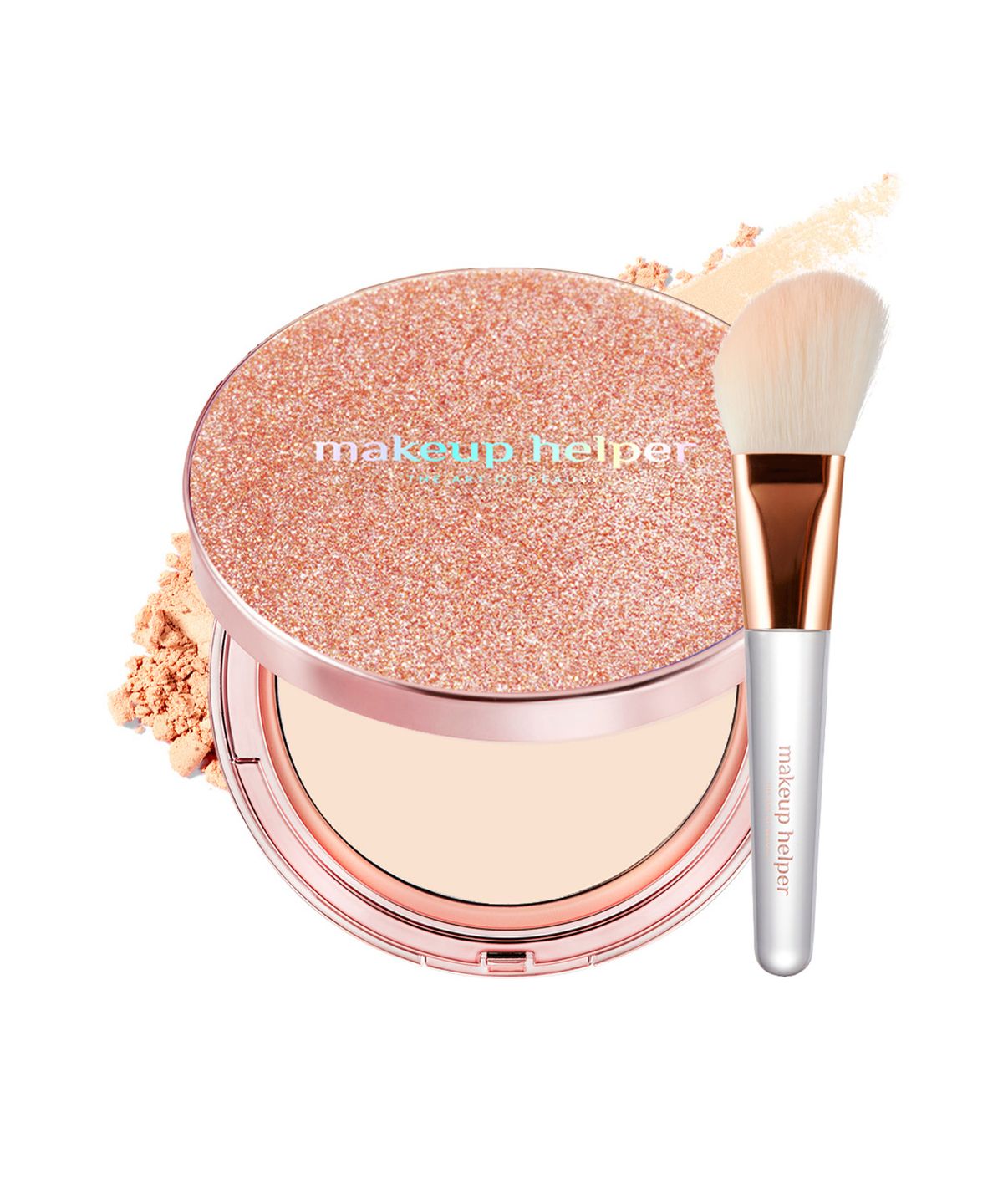 메이크업헬퍼(MAKEUP HELPER) 아트 팩트 오리지널 프로 피니쉬 25g 로즈 글리터 브러쉬 세트
