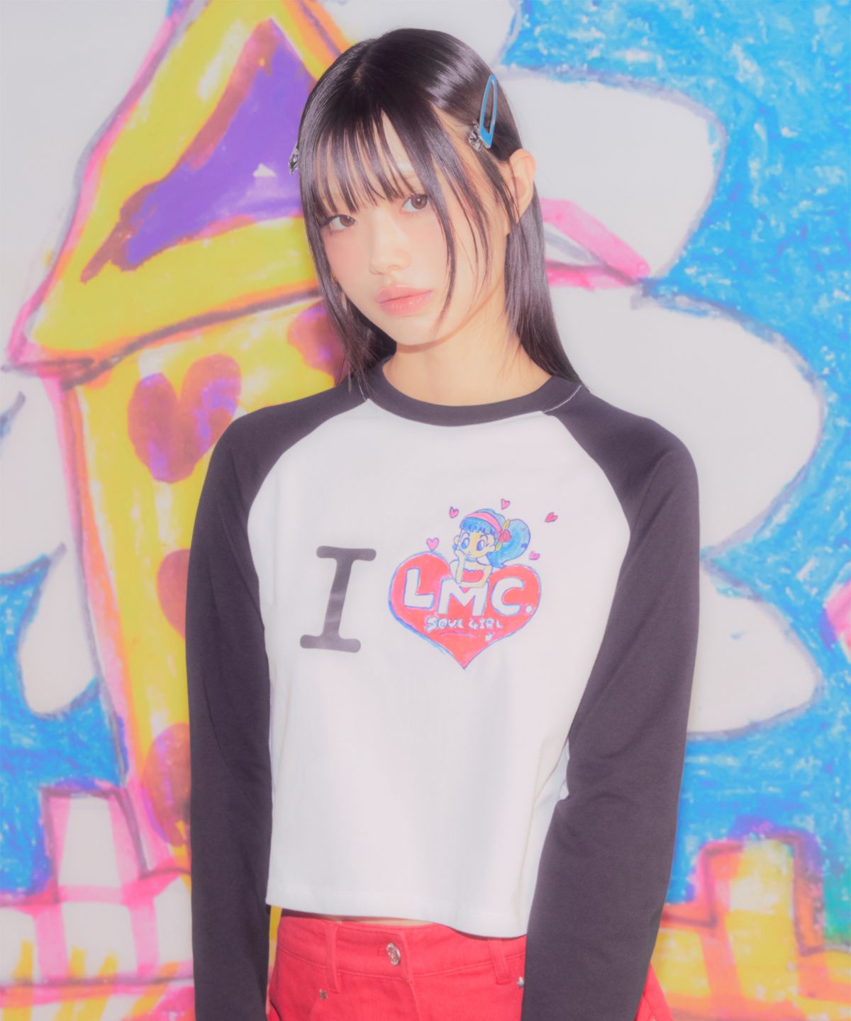 엘엠씨(LMC) LMC X SOULPUSSSYCAT I LOVE CROPPED LONG SLV TEE black