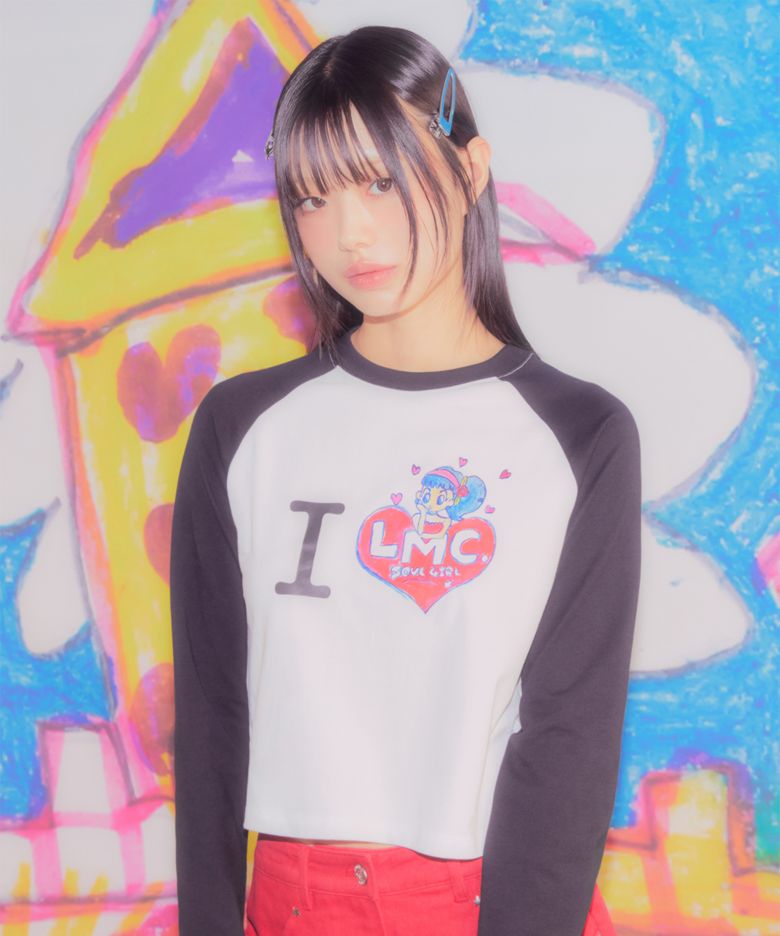 LMC X SOULPUSSSYCAT I LOVE CROPPED LONG SLV TEE black