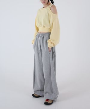 여자 스냅버튼 와이드벌룬 스웨트팬츠 그레이