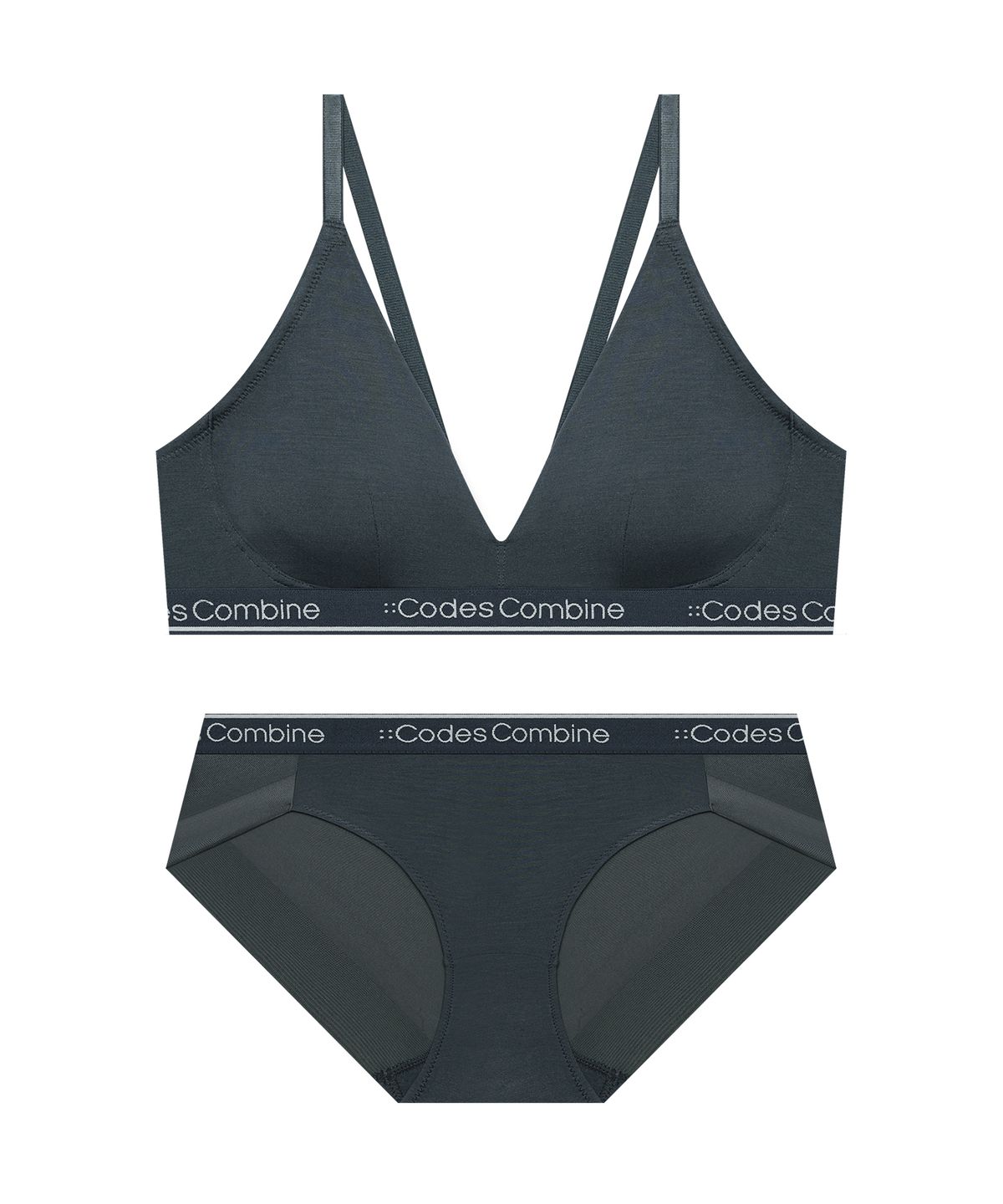코데즈컴바인 이너웨어(CODES COMBINE INNERWEAR) 모달 슬림아웃밴드 브라렛 팬티세트_다크슬레이트그레이