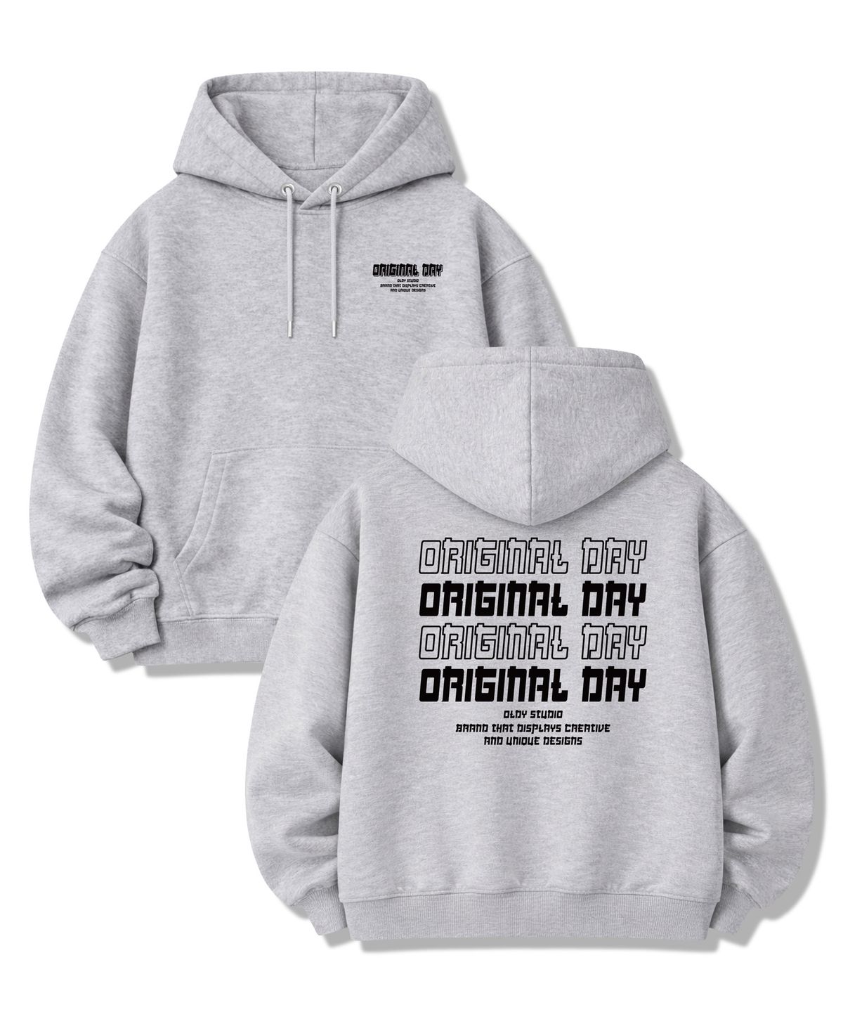 오리지널데이(ORIGINALDAY) 오리지널 컬러폰트 오버핏 쭈리 후드 티셔츠 남녀공용 Grey