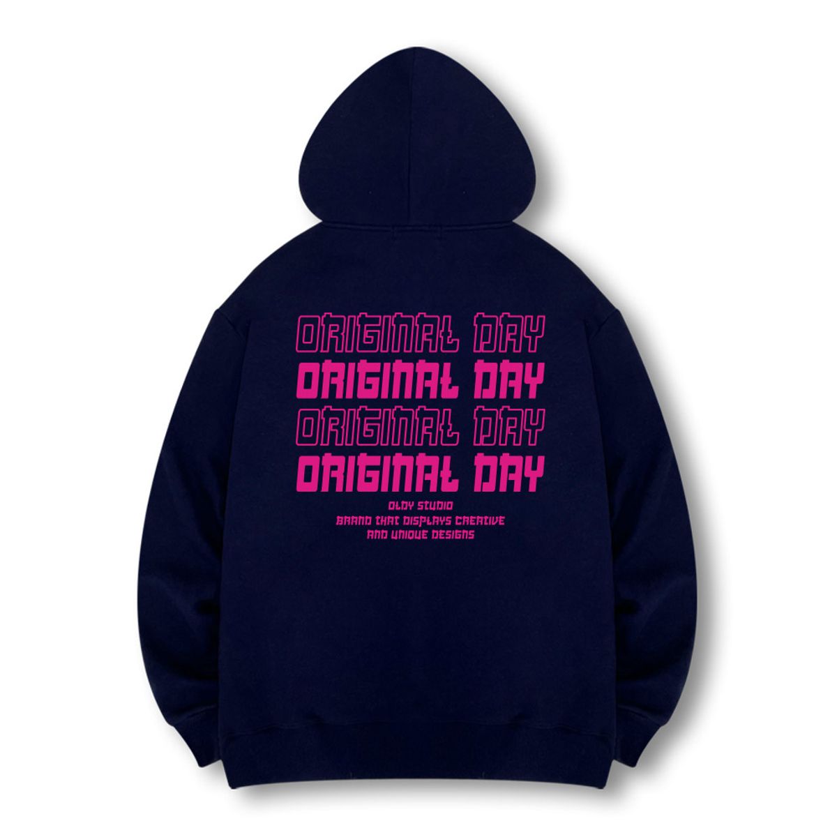 오리지널데이(ORIGINALDAY) [기모선택] Original Color Font 후디 후드 티셔츠 [네이비]