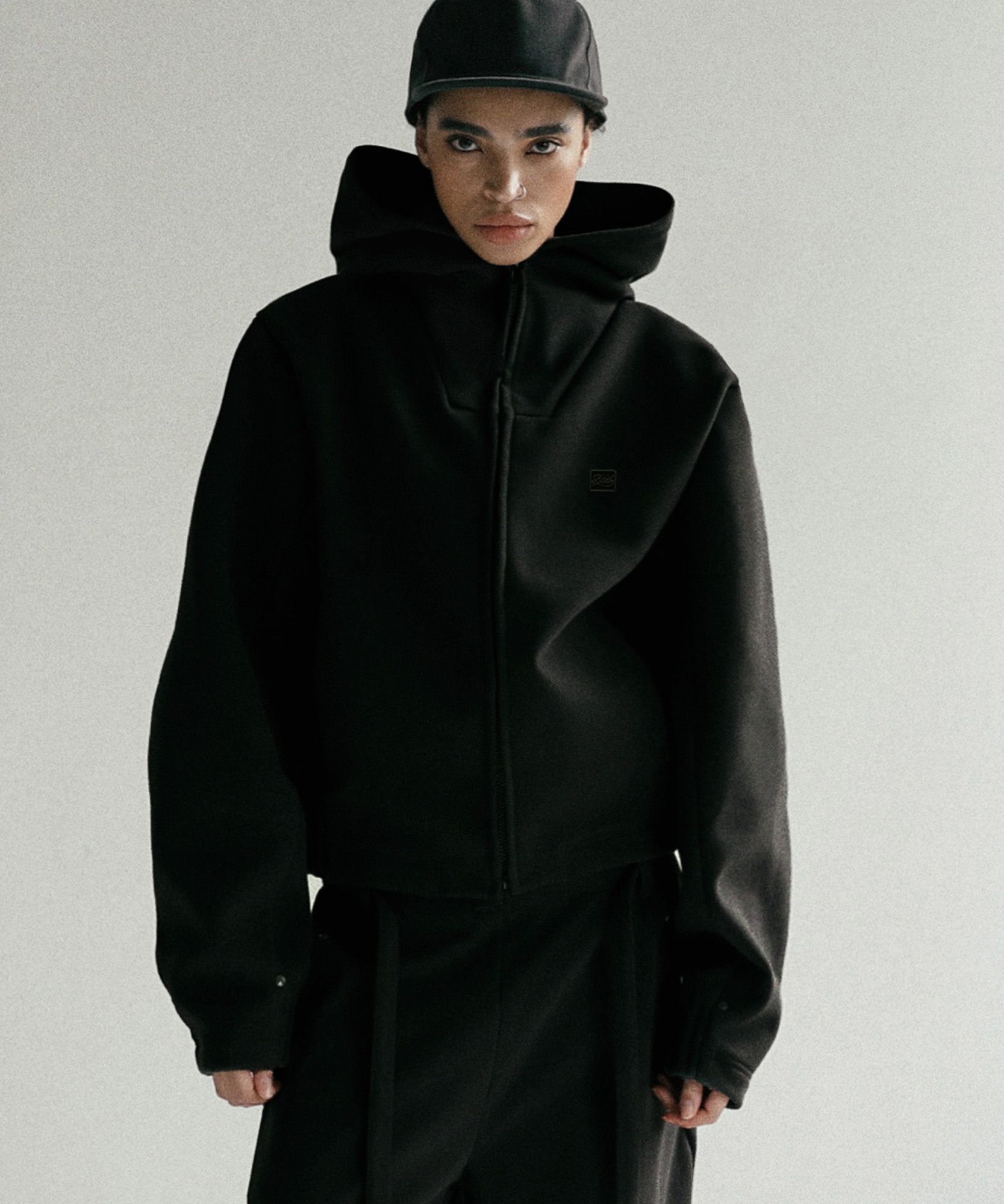 MUSINSA | BADBLOOD Beyond Cashmere Soft Hooded Zip-Up - Black
