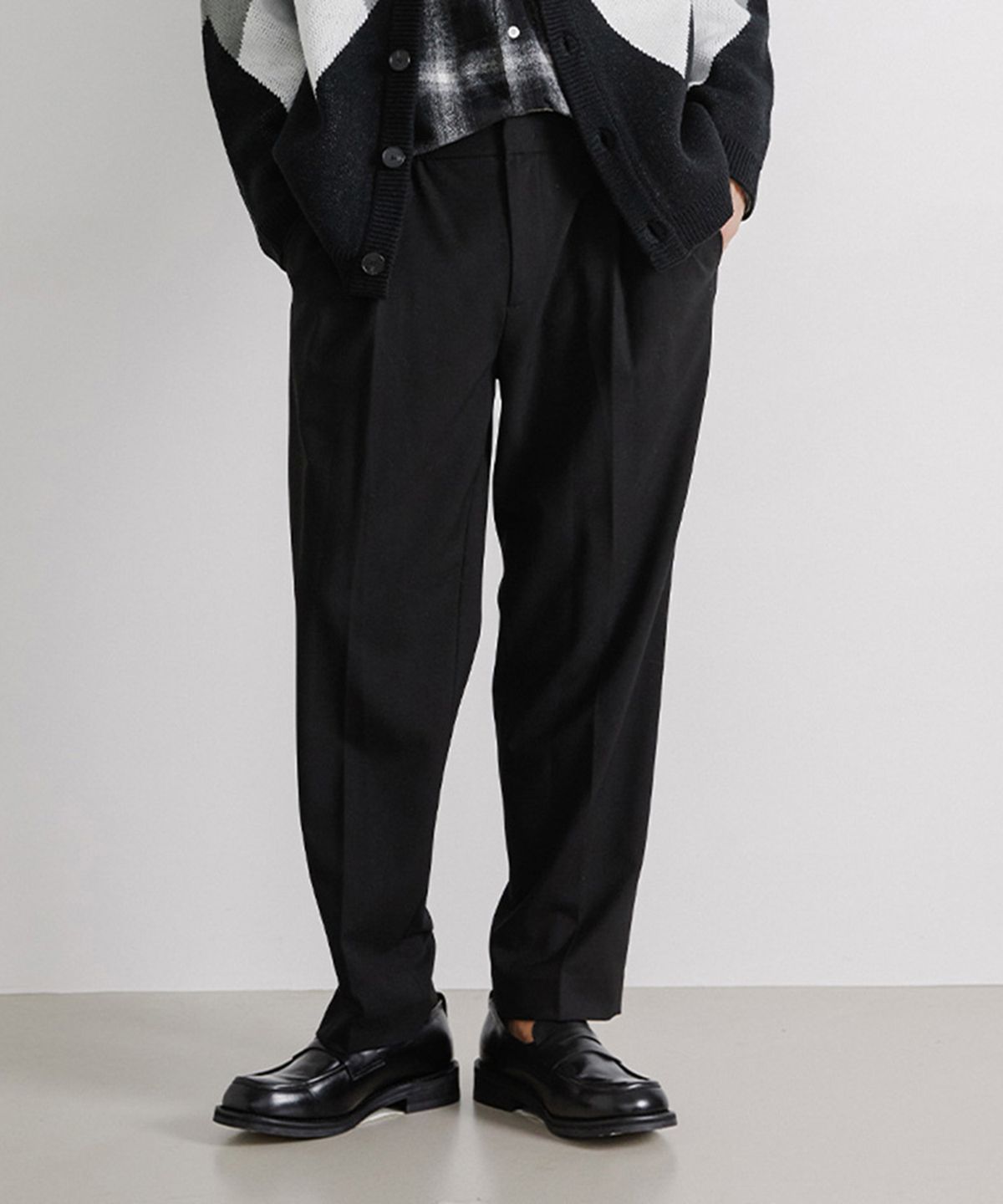 애드호크(ADHOC) 남성 TR 기모 테이퍼드 팬츠 (BLACK) (HAALP21)