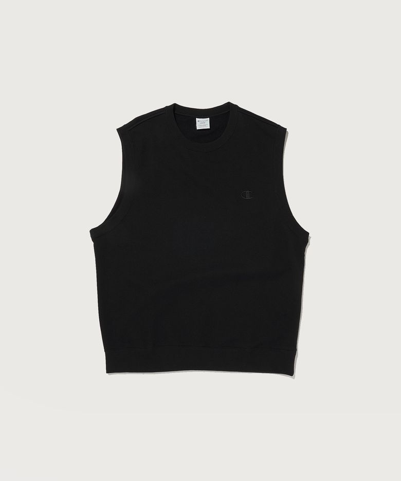 오버핏 스웨트 조끼 Black