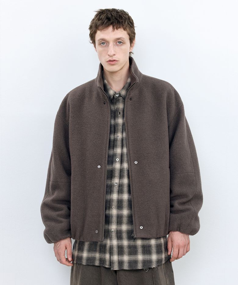 부클 울 집업 푸퍼 점퍼 ASH BROWN