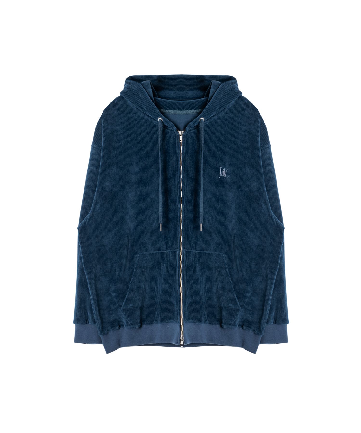 【WOOALONG】 Velour corduroy hood zip-up MUSINSA | WOOALONG Velour corduroy hood zip-up - BLUE