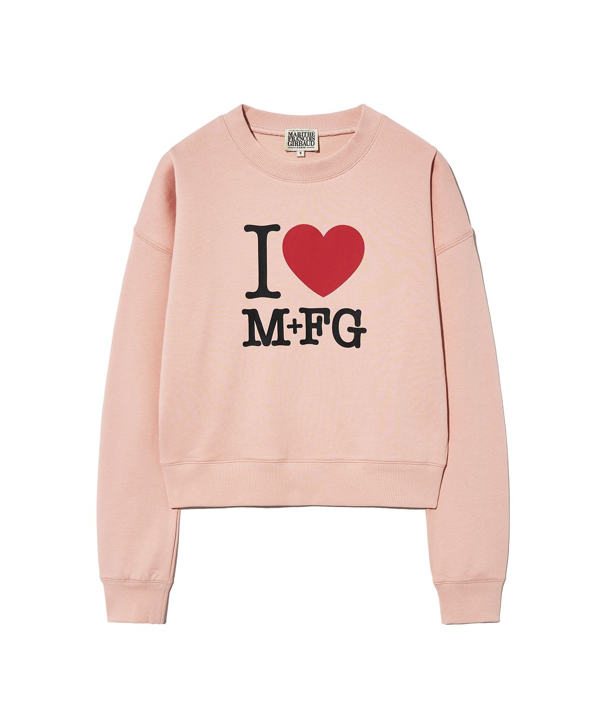 마리떼 프랑소와 저버(MARITHÉ + FRANҪOIS GIRBAUD) W I LOVE MFG CROP SWEATSHIRT pink