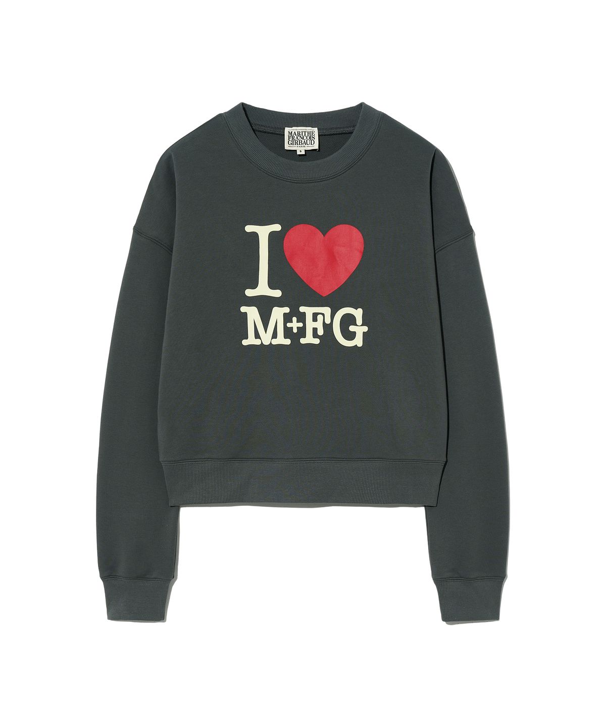 마리떼 프랑소와 저버(MARITHÉ + FRANҪOIS GIRBAUD) W I LOVE MFG CROP SWEATSHIRT charcoal