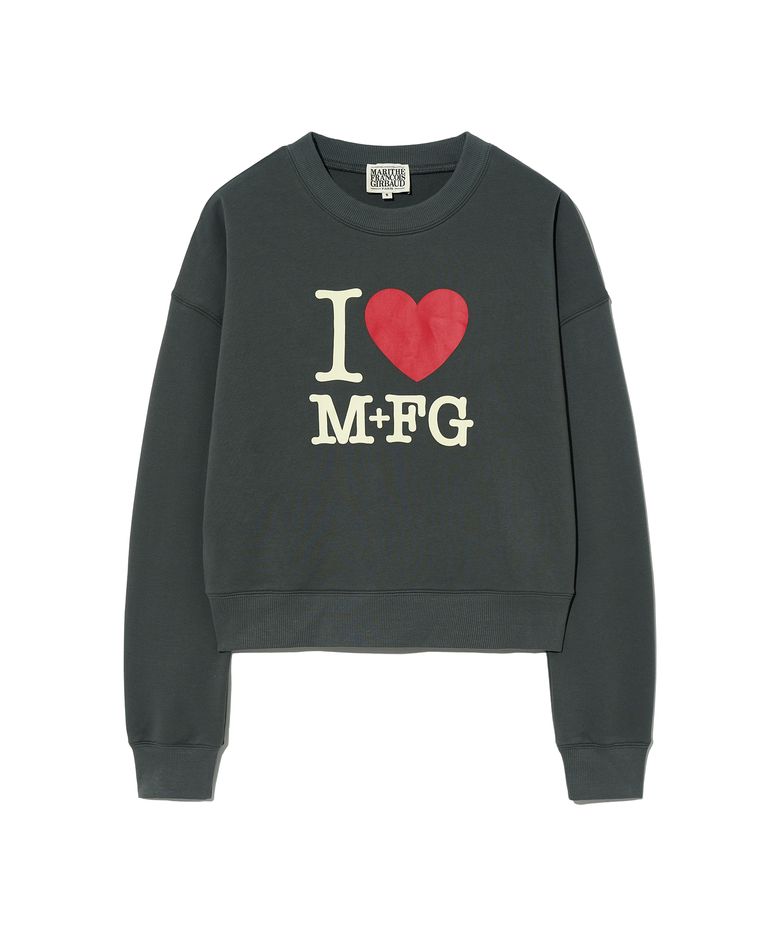 W I LOVE MFG CROP SWEATSHIRT charcoal