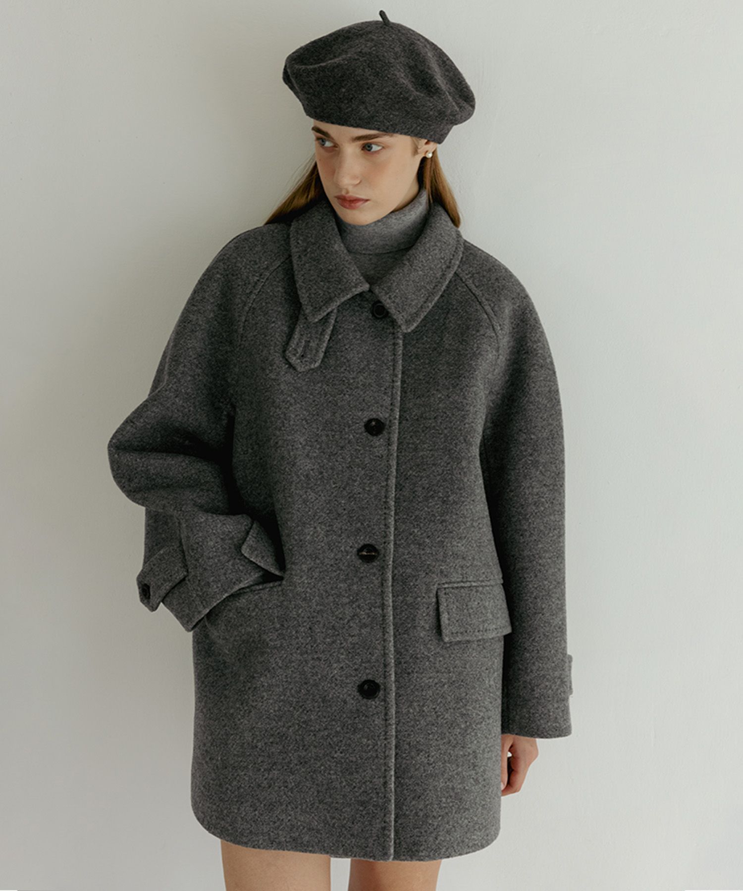 TTUDEMENT ■ CLASSIC WOOL HALF COAT MUSINSA | TTUDEMENT CLASSIC WOOL HALF COAT MELANGE GREY