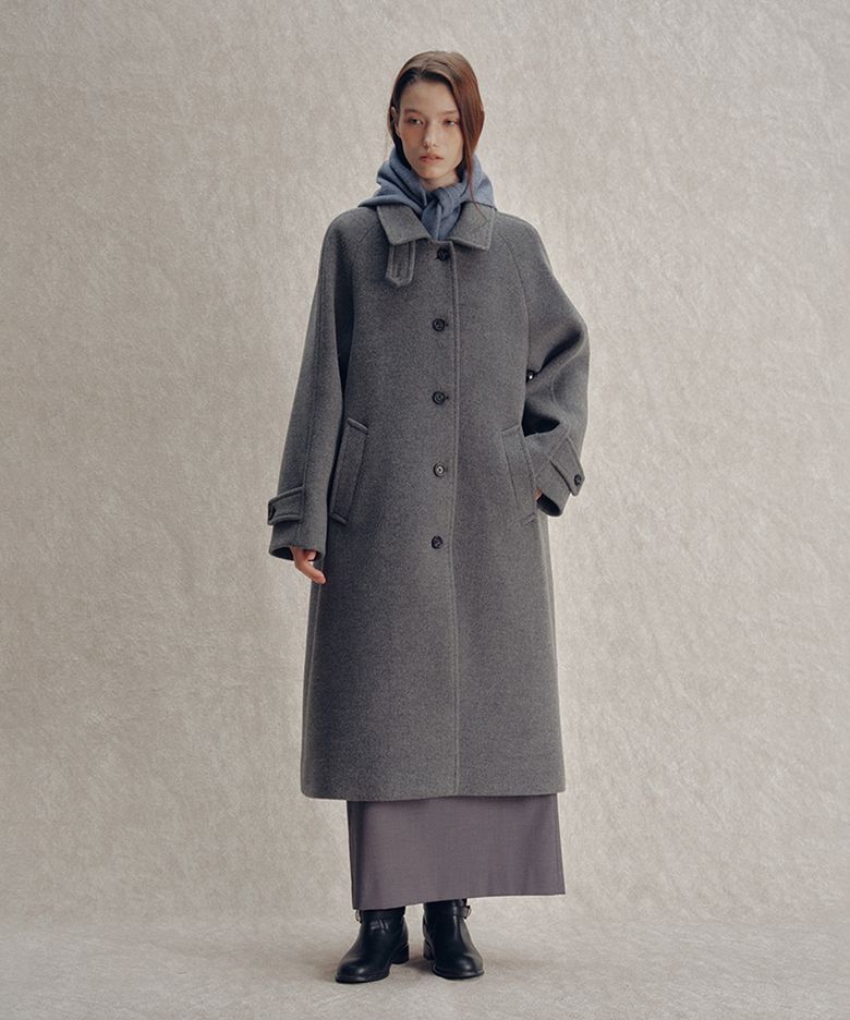 [NOLZA PICK!] BALMACAAN WOOL COAT MELANGE GREY