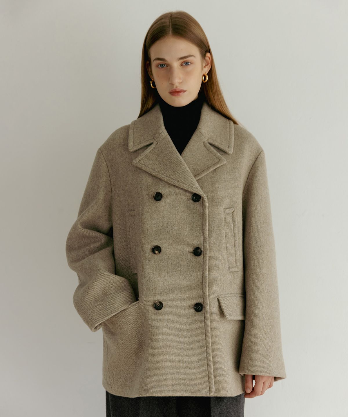 튜드먼트(TTUDEMENT) WOOL BLENDED PEACOAT MOCHA