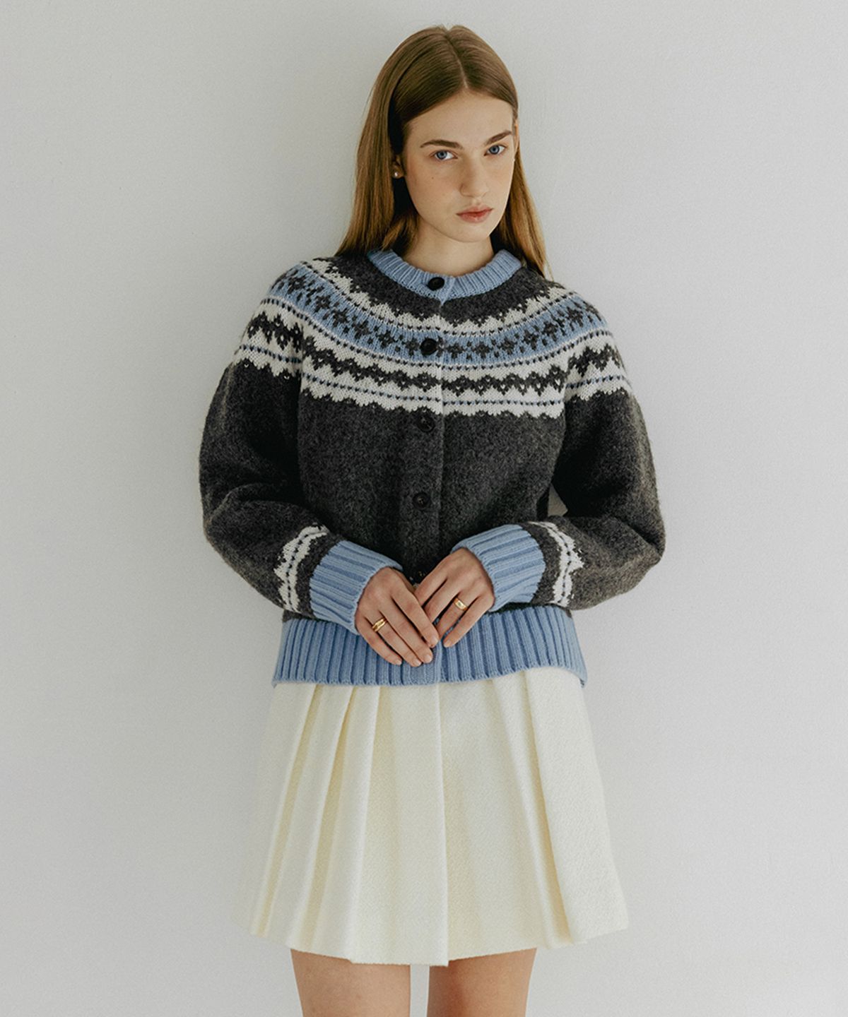 튜드먼트(TTUDEMENT) TWEED PINTUCK MINI SKIRT IVORY