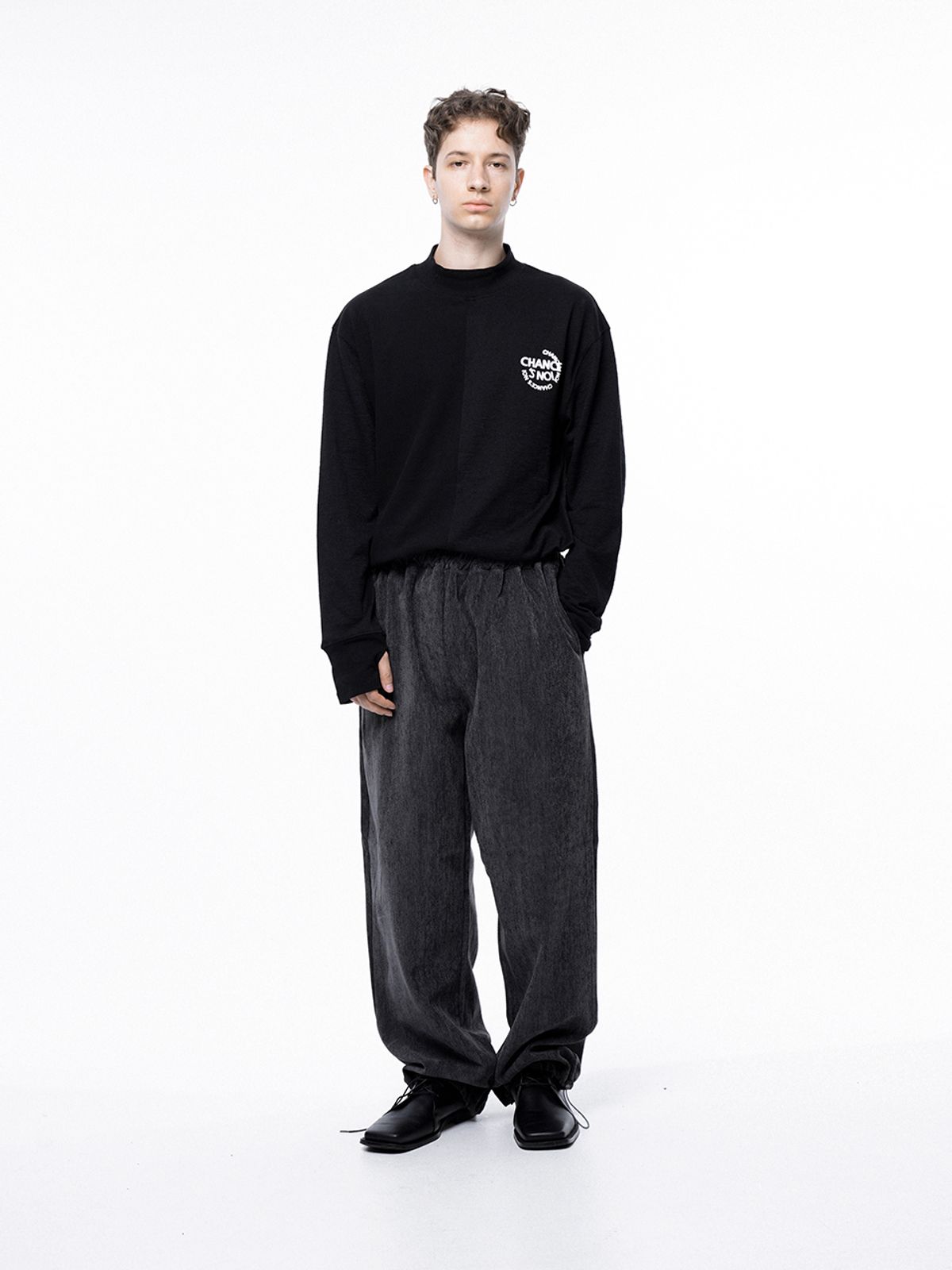 챈세스노이(CHANCE'S NOI) Jacquard String Rug Pants - Charcoal /M243PT02CH