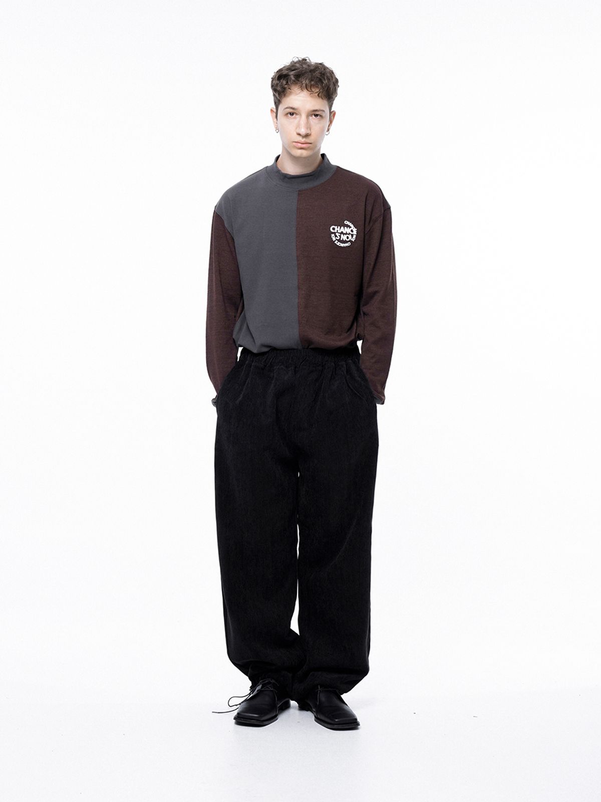 챈세스노이(CHANCE'S NOI) Jacquard String Rug Pants - Black /M243PT02BK