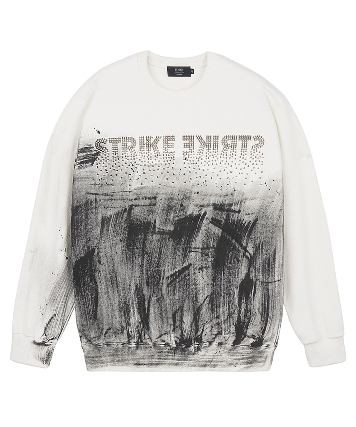 스트라이크(STRIKE) Contrasting Paint Studded Sweatshirt (WHITE)