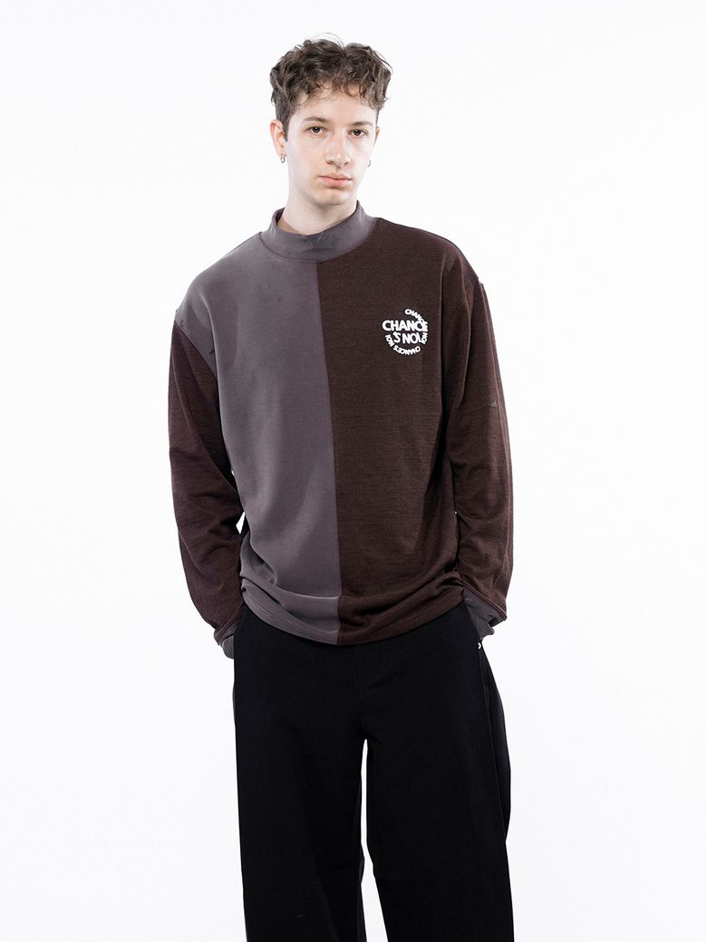 Circle Reverse Slev Hlaf-neck Sweat - Brown /M243MT03BR