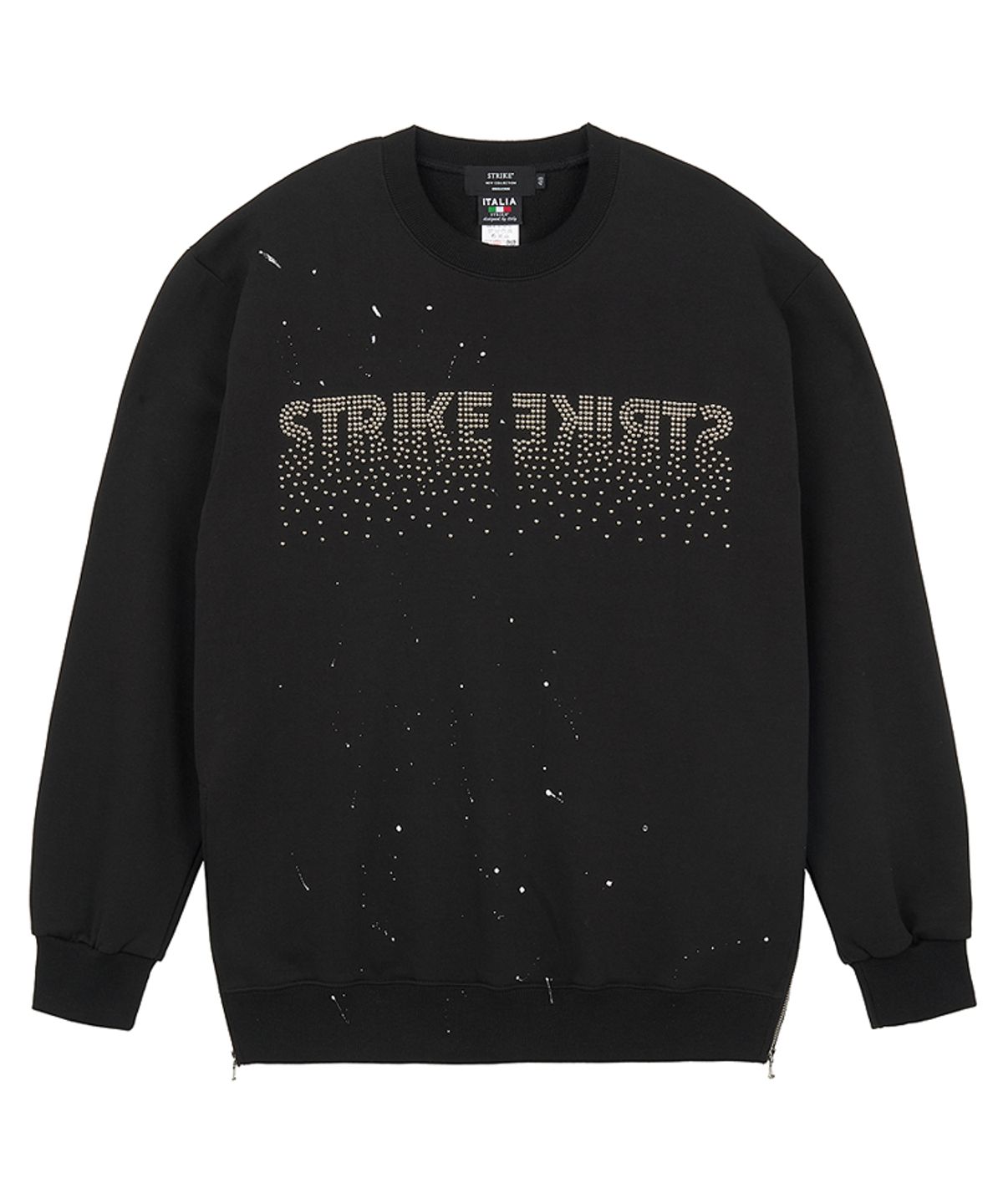스트라이크(STRIKE) Studded Splatter Paint Zippers Sweatshirt (BLACK)