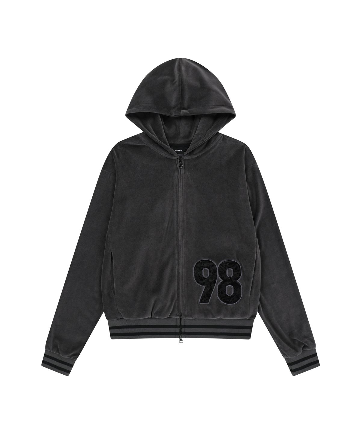 아캄(AAKAM) 98 Patch Velour Zip-Up Hoodie (Dark Gray)