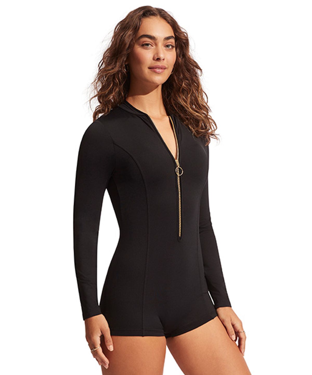 씨폴리(SEAFOLLY) ACTIVE 보이레그 집 프론트 서프수트 (11090-942)