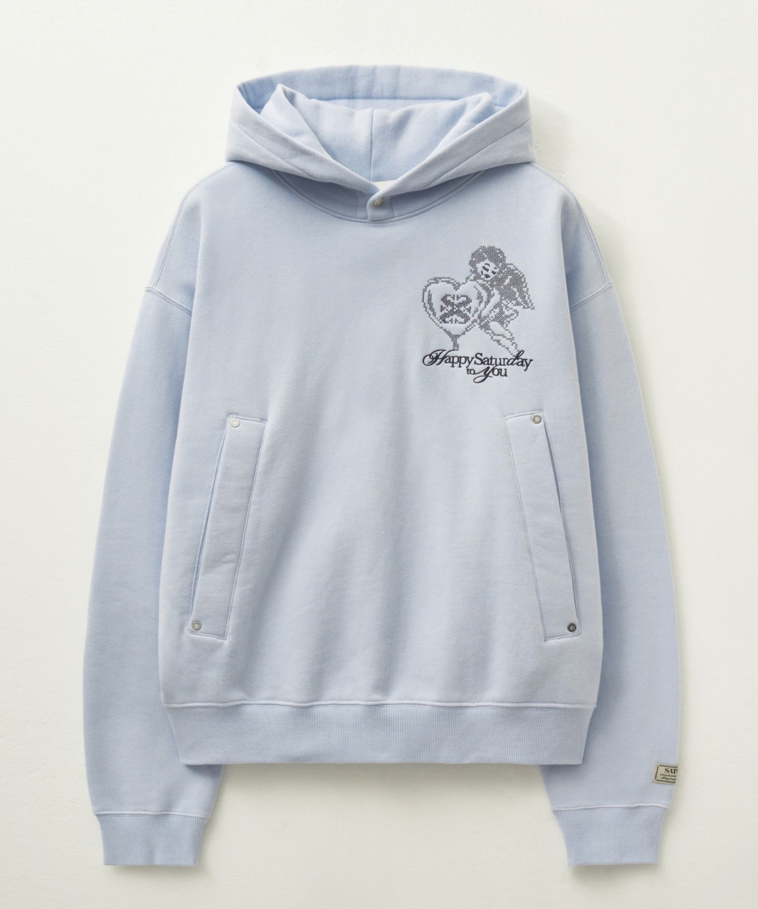 パーカー・フーディ SATUR Angel cross stitch brushed hooded sweatshirt navy SA24 MUSINSA | SATUR Angel Cross Stitch Fleece Hooded T-Shirt Navy