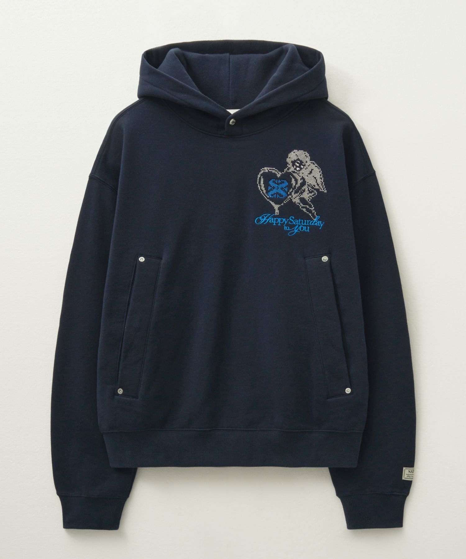 ★韓国の人気★【SATUR】★Angel Cross Stitch Hoodie★ MUSINSA | SATUR Angel Cross Stitch Fleece Hooded T-Shirt