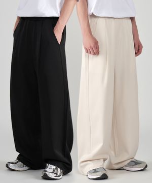 원턱 와이드 밴딩 슬랙스 3Color