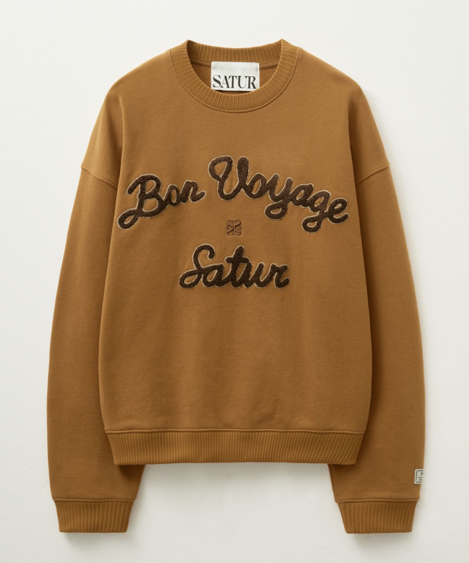 ◆SATUR◆ Bon Voyage Boucle Brushed Sweatshirt Black SA244UT MUSINSA | SATUR Bon Voyage Boucle Fleece Sweatshirt Orange Brown