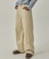 파번 4406 배색 더블니 카펜터 와이드핏 크림 코튼팬츠