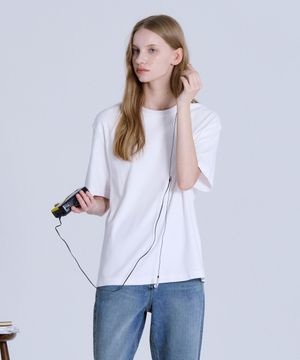 여성 40수 릴렉스핏 크루넥 반팔티셔츠 화이트 LATS0209