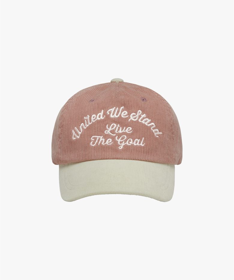 COLOR BLOCK CORDUROY CAP-CORAL