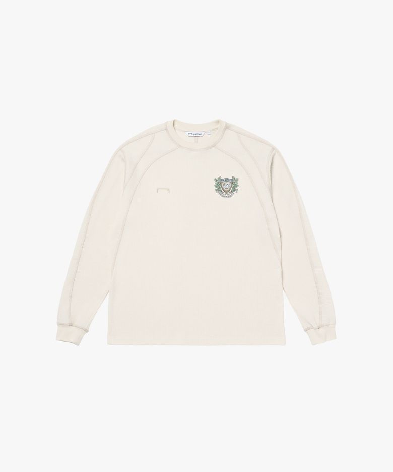 WAFFLE LONG SLEEVE TEE-CREAM