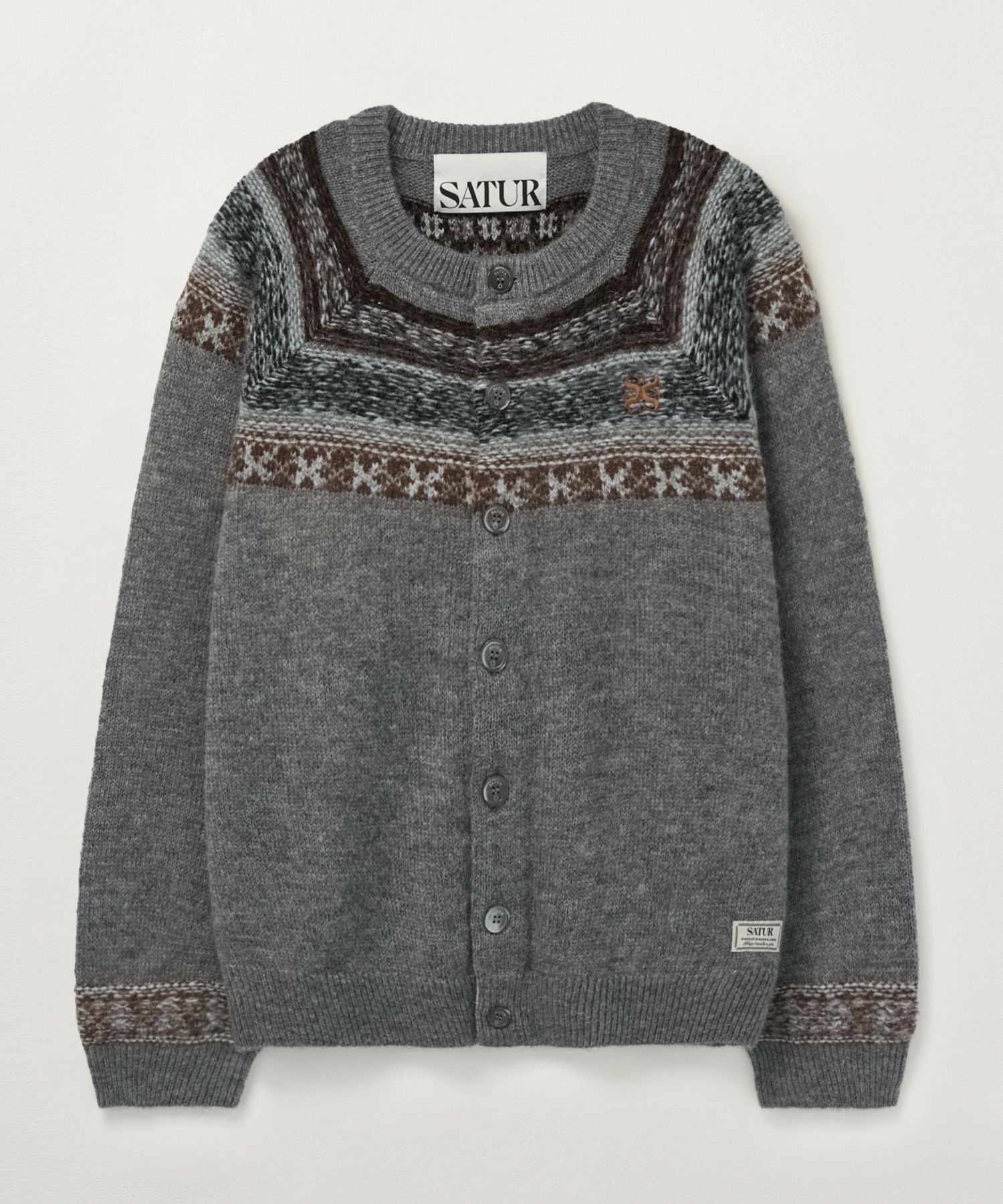 ★人気★【SATUR】★Nordic Reverse Knit Cardiga.n★ MUSINSA | SATUR Nordic reverse knit cardigan charcoal