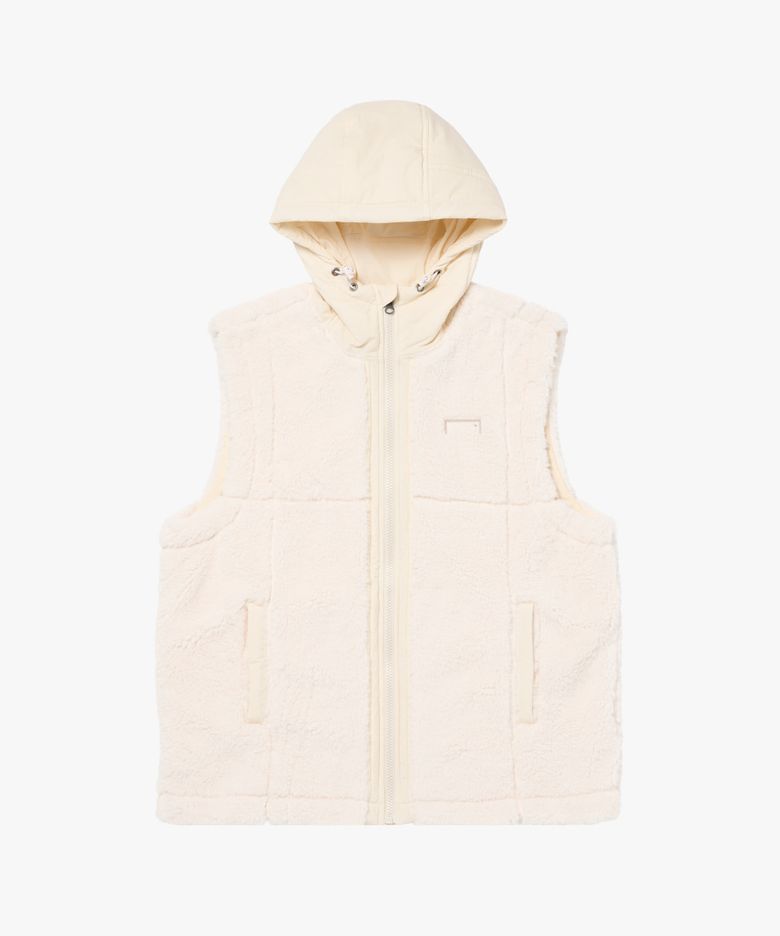 STADIUM STITCH FLEECE VEST-CREAM