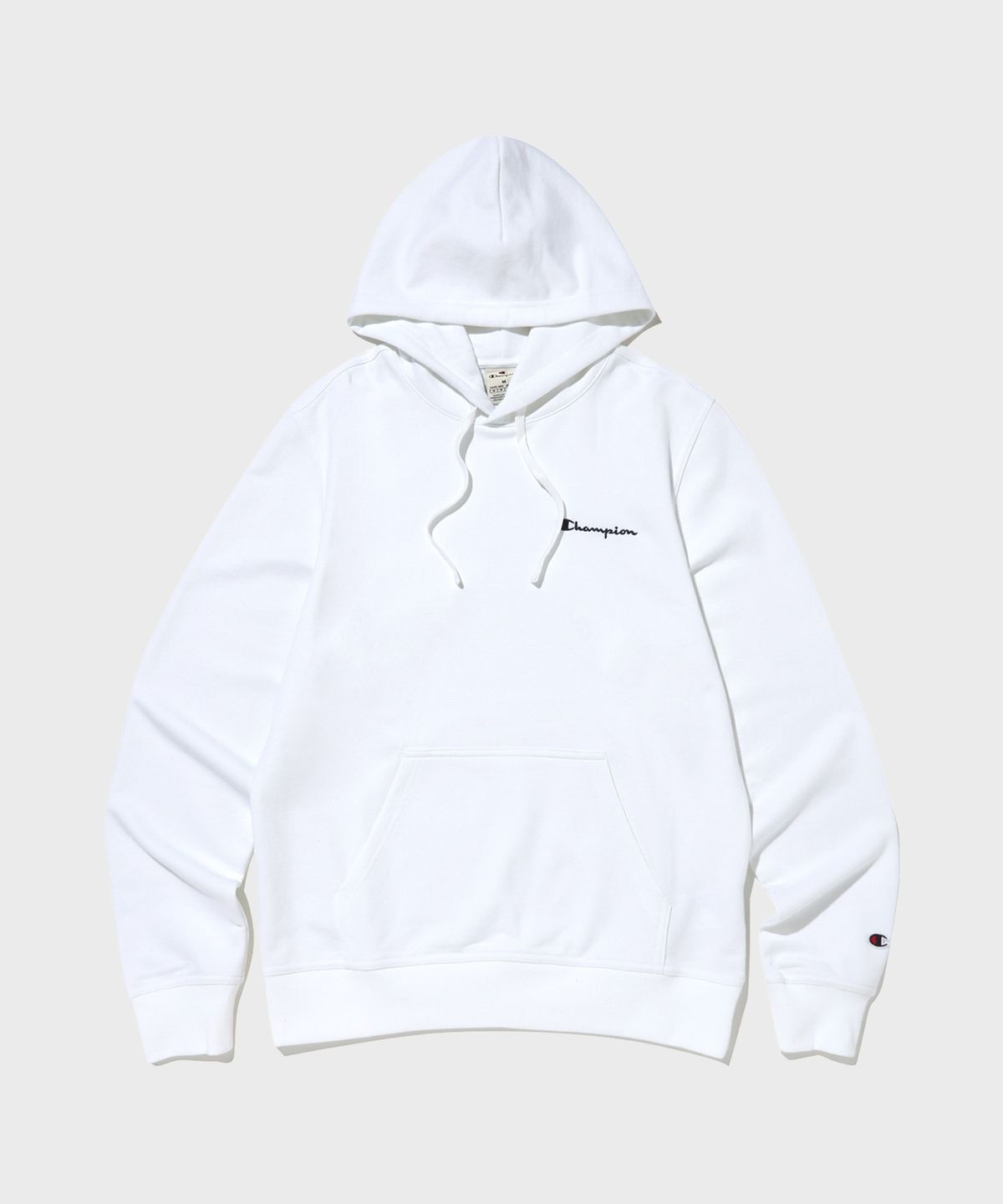 챔피온(CHAMPION) 스몰 스크립트 로고 후드 티셔츠 White