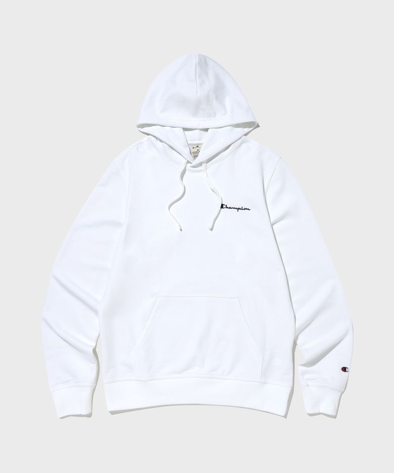스몰 스크립트 로고 후드 티셔츠 White
