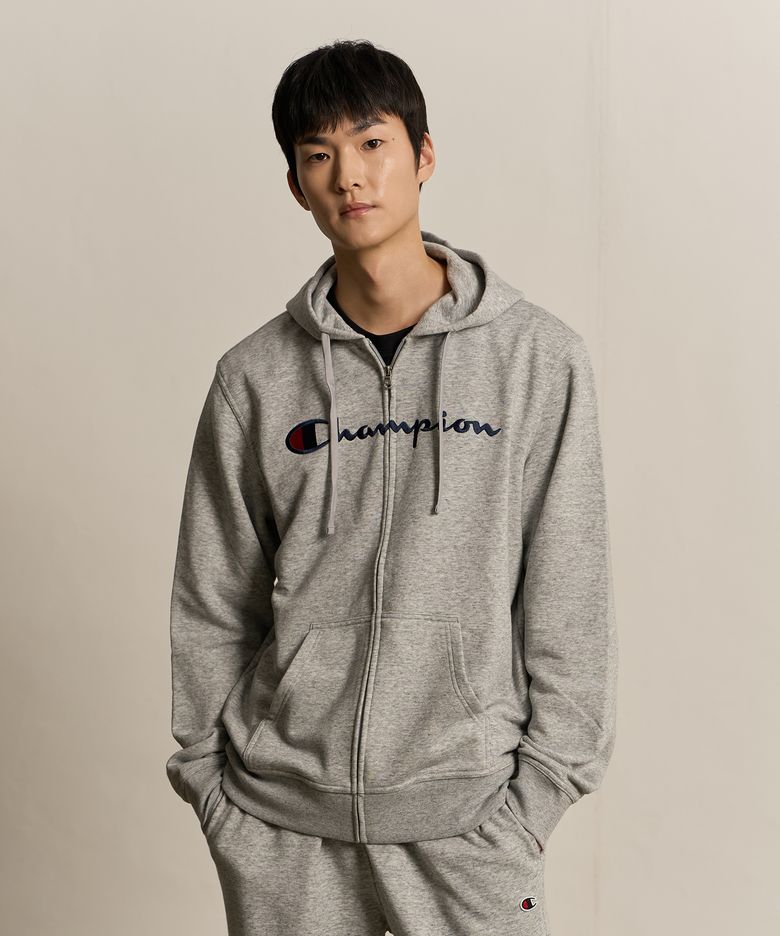 빅 스크립트 로고 후드 집업 Normal Grey