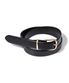 (W) round square gold buckle cowhide leather belt (T027_black)