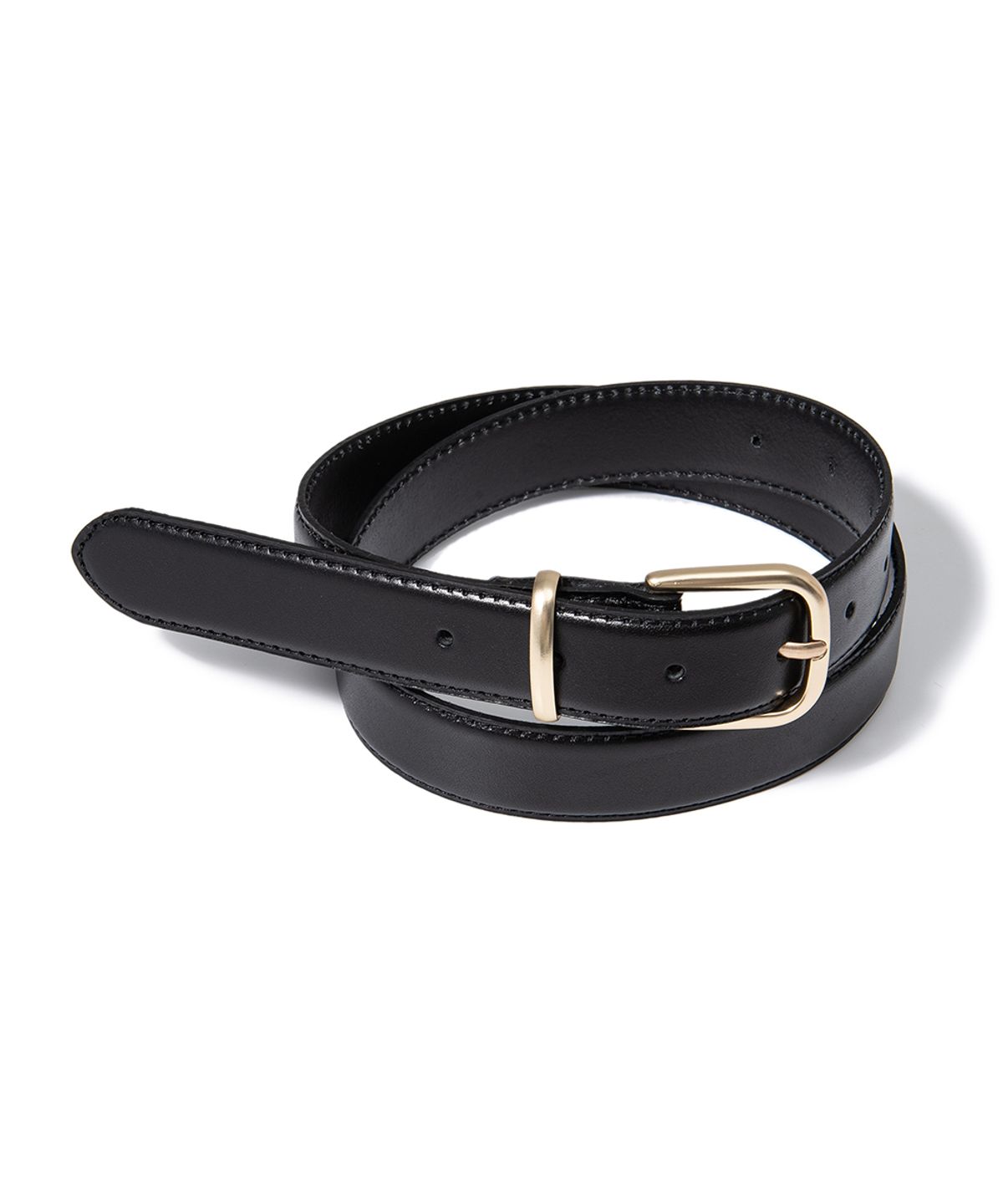 할렌(HALDEN) (W) round square gold buckle cowhide leather belt (T027_black)
