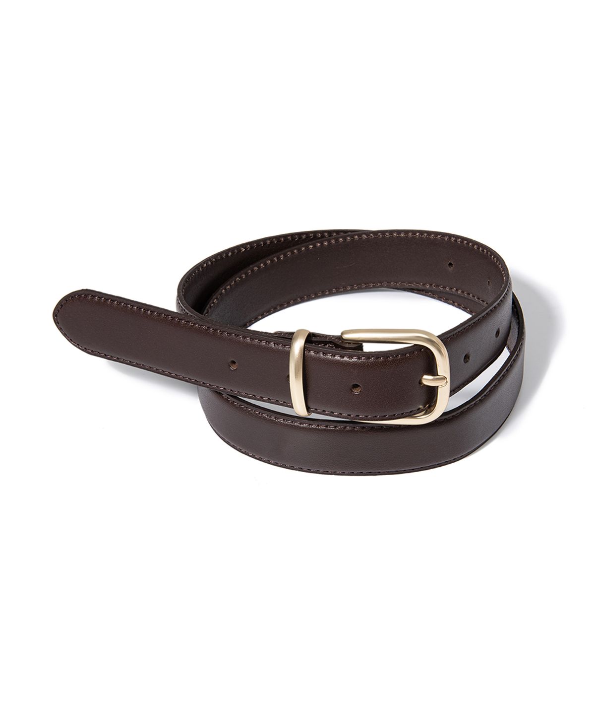 할렌(HALDEN) (W) round square gold buckle cowhide leather belt (T027_brown)