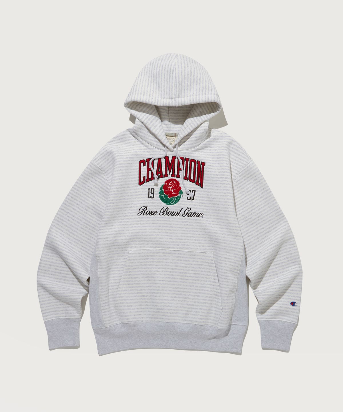 챔피온(CHAMPION) 리버스위브 Field Of Play 그래픽 코튼 후드 티셔츠 Light Grey