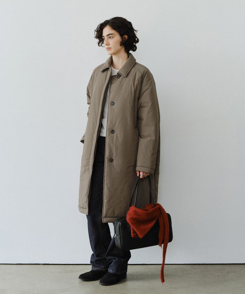 Raglan padded long coat