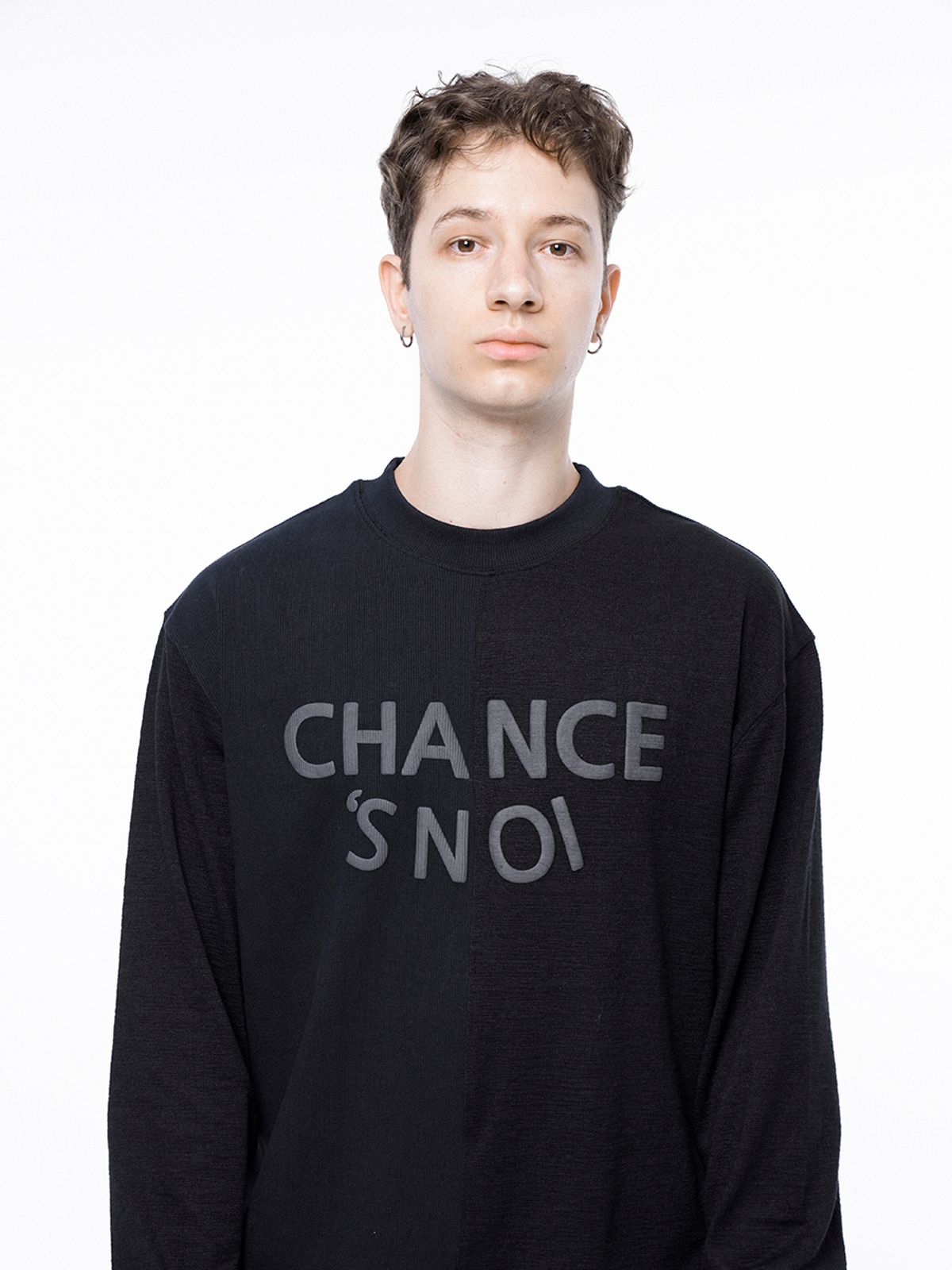 챈세스노이(CHANCE'S NOI) Snoi Reverse Rib Crew Neck Sweat - Black Navy /M243MT02BK