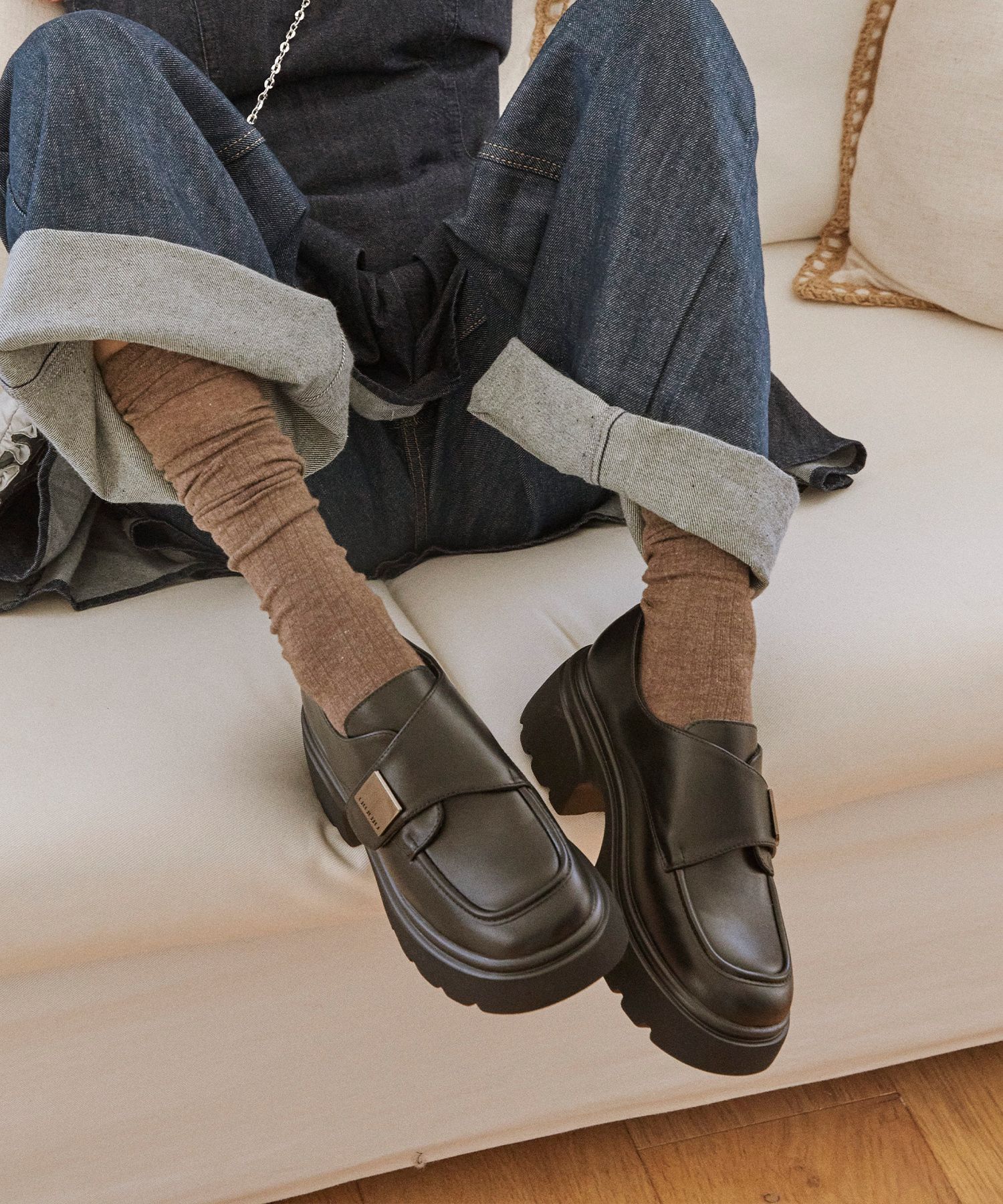 MUSINSA SPUR Monk Strape Platform Loafer 7cm -UA9029 (2color)