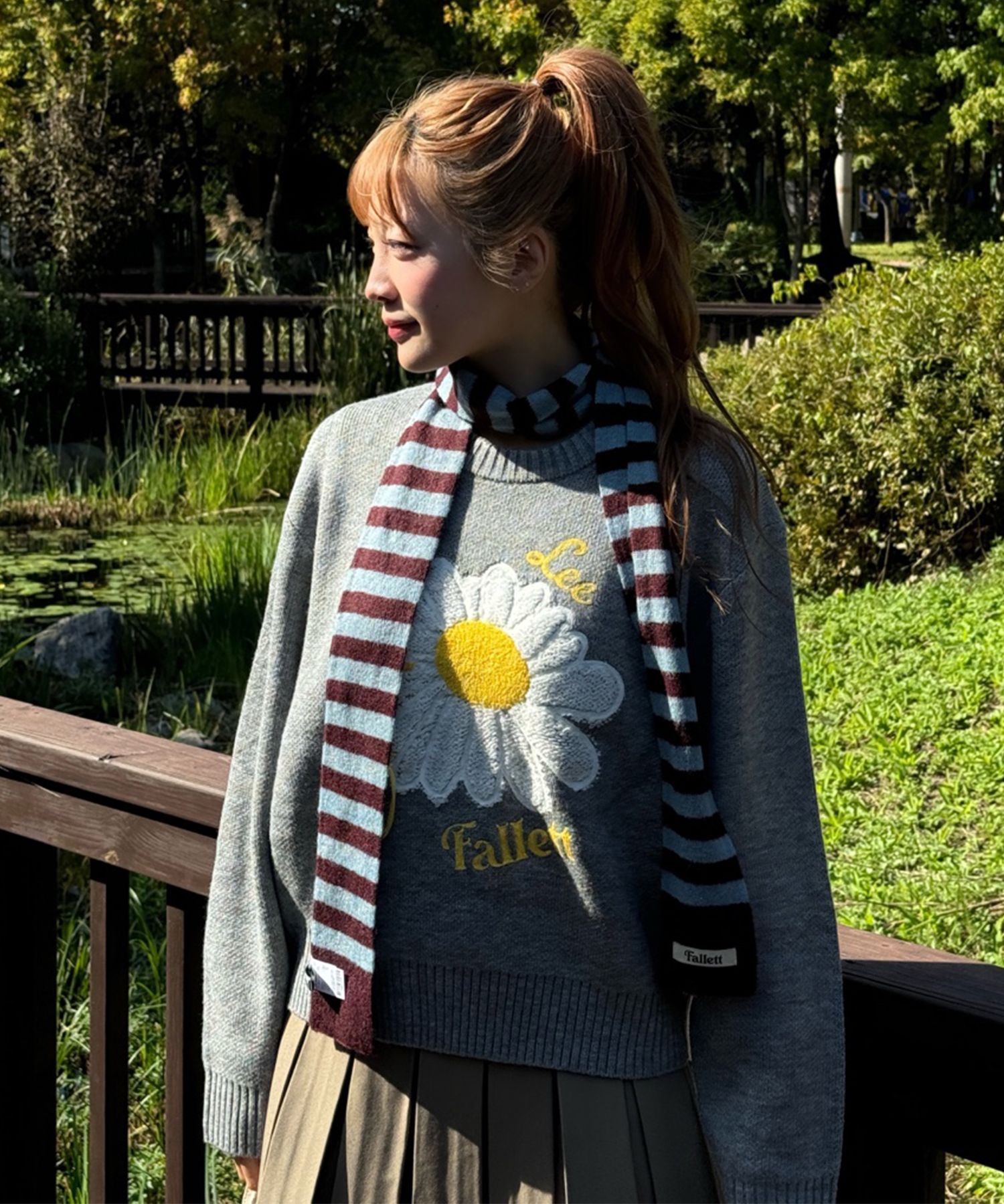 MUSINSA公式 | FALLETT Skinny Stripe Muffler Blue