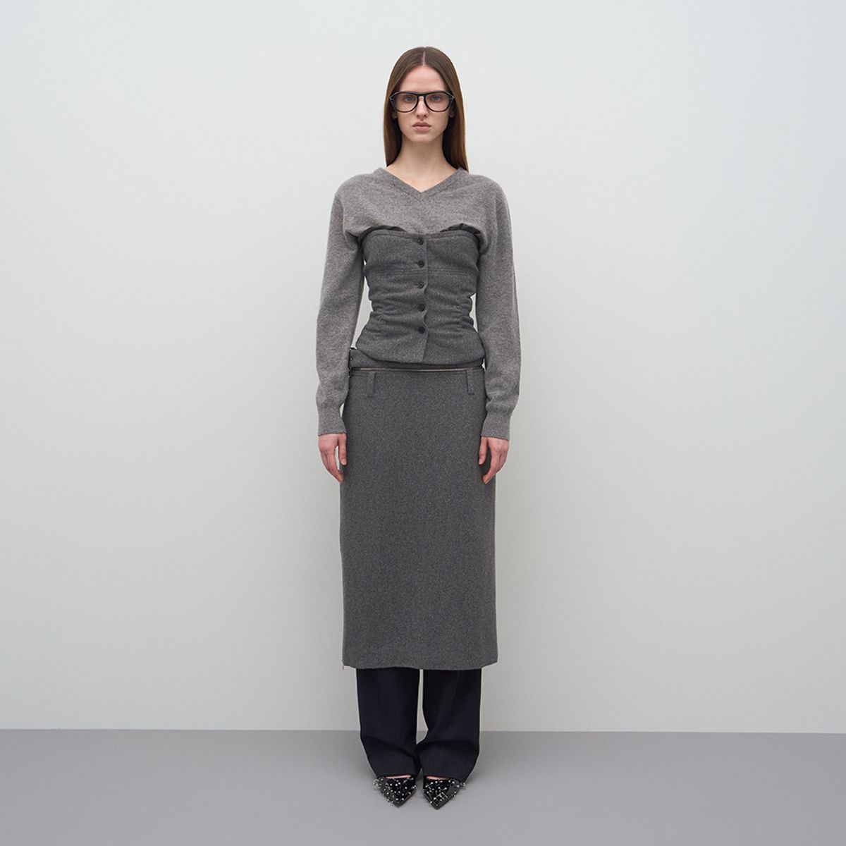 엘씨디씨티엠(LCDC™) WAIST-DETACHABLE MIDI SKIRT