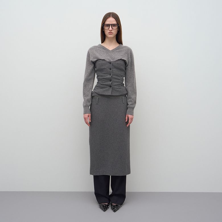 WAIST-DETACHABLE MIDI SKIRT